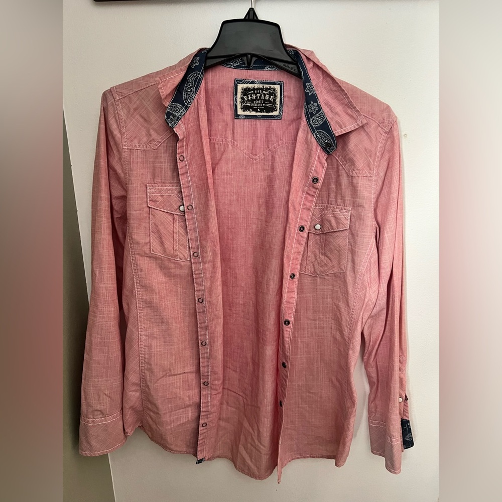 Vintage Men's Pink Button Down Shirt